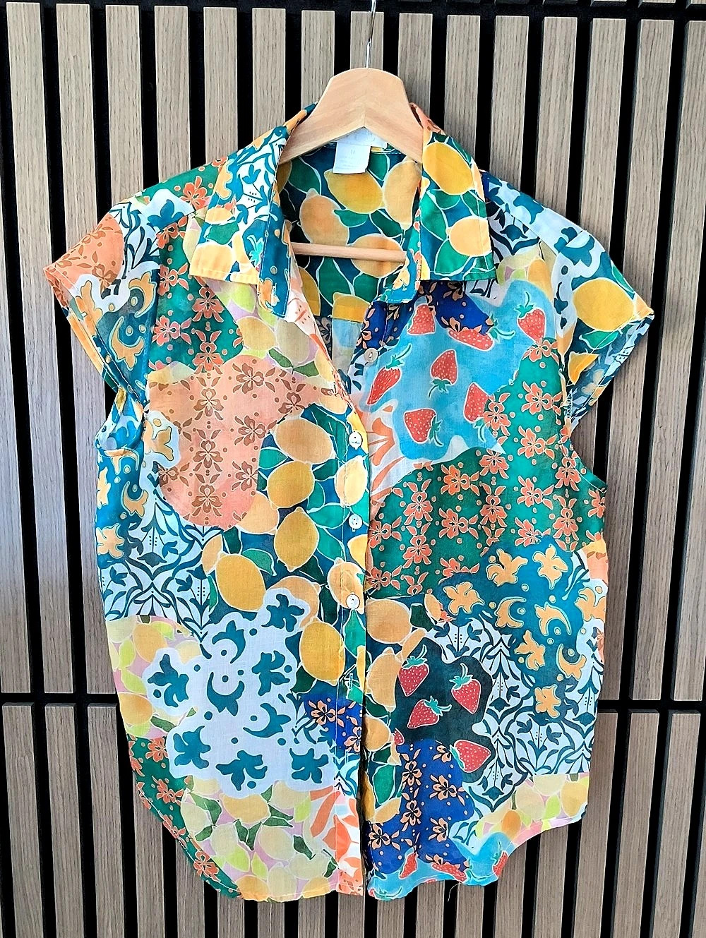 Patchwork Print Button Down Shirt